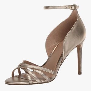 Vince Camuto Antinalie Gold Burlesque Leather High Heels, sz 7